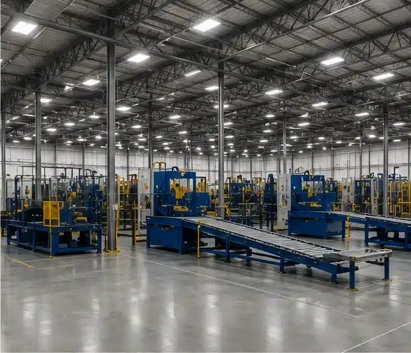 Concrete construction for manufacturing plants and production facilities